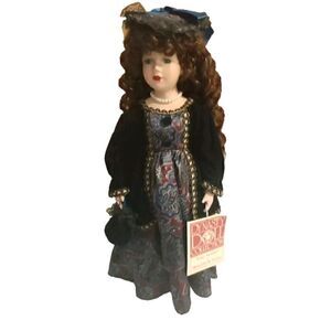 Dynasty Sweetheart Porcelain Doll 17" Talk. Long Wavy Hair, Victorian Style.